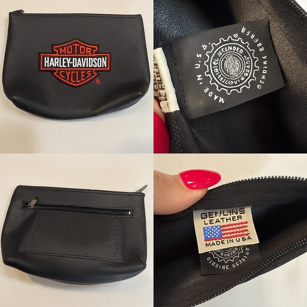 Harley-Davidson Genuine Leather Zip Pouch Bag USA Made